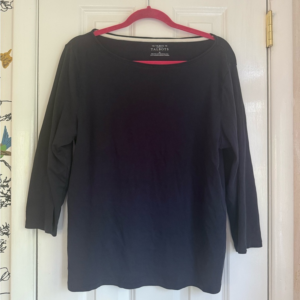 Talbots Navy Pima Cotton 3/4 Sleeve Tee - XL